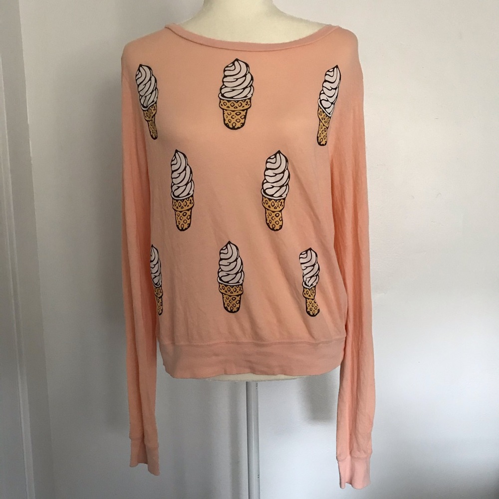 WILDFOX Ice Cream Print Graphic long sleeve Top